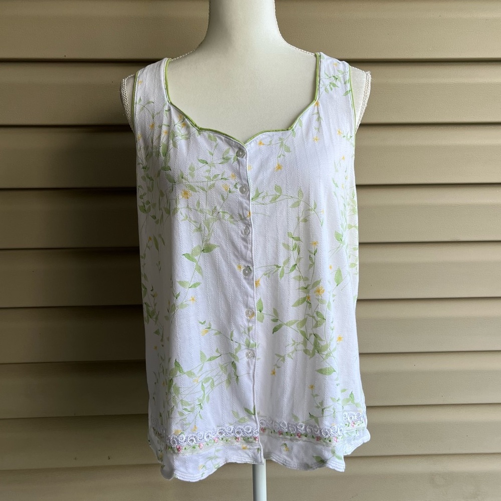 •Aria Sleepwear• Sleeveless Floral Pajama/Lounge Top - Size 1X